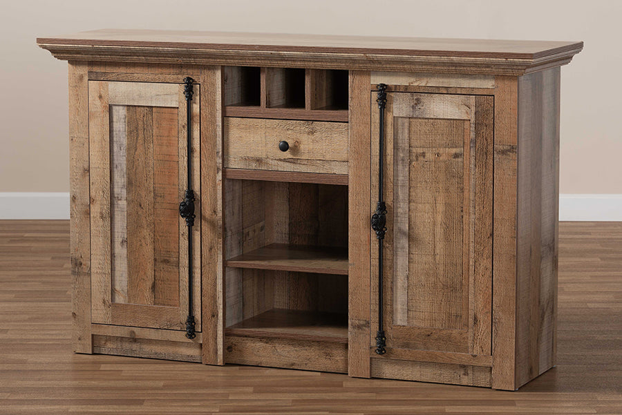 Baxton Studio Albert Modern and Contemporary Farmhouse Rustic Finished Wood 2-Door Dining Room Sideboard Buffet