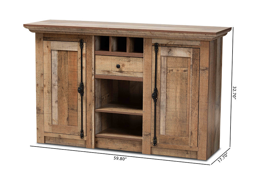 Baxton Studio Albert Modern and Contemporary Farmhouse Rustic Finished Wood 2-Door Dining Room Sideboard Buffet