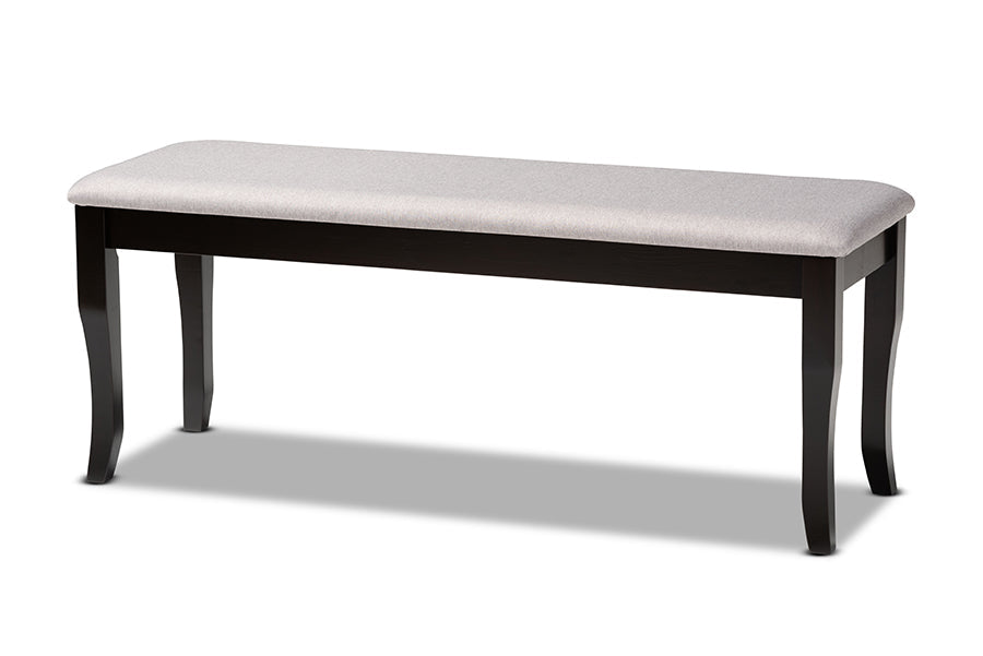 Baxton Studio Cornelie Modern and Contemporary Transitional Grey Fabric Upholstered and Dark Brown Finished Wood Dining Bench