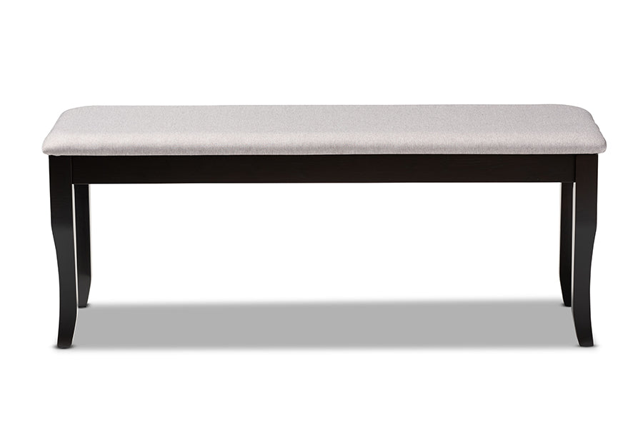 Baxton Studio Cornelie Modern and Contemporary Transitional Grey Fabric Upholstered and Dark Brown Finished Wood Dining Bench