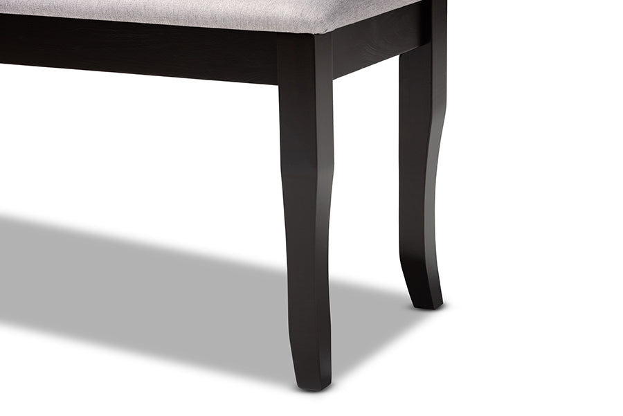 Baxton Studio Cornelie Modern and Contemporary Transitional Grey Fabric Upholstered and Dark Brown Finished Wood Dining Bench