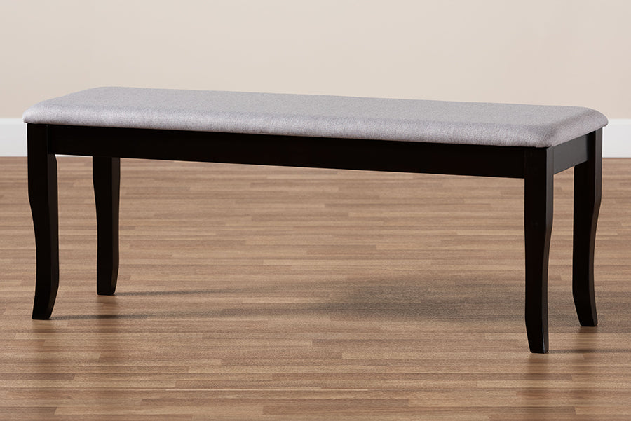 Baxton Studio Cornelie Modern and Contemporary Transitional Grey Fabric Upholstered and Dark Brown Finished Wood Dining Bench
