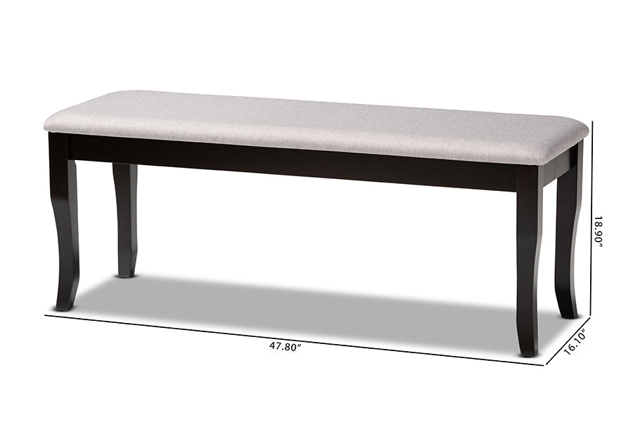 Baxton Studio Cornelie Modern and Contemporary Transitional Grey Fabric Upholstered and Dark Brown Finished Wood Dining Bench