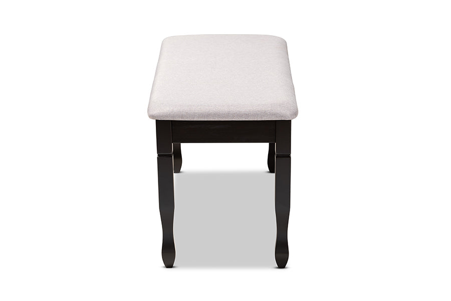 Baxton Studio Corey Modern and Contemporary Grey Fabric Upholstered and Dark Brown Finished Wood Dining Bench