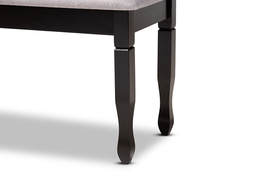 Baxton Studio Corey Modern and Contemporary Grey Fabric Upholstered and Dark Brown Finished Wood Dining Bench