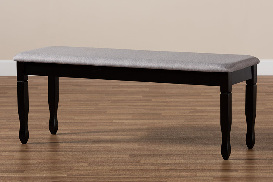 Baxton Studio Corey Modern and Contemporary Grey Fabric Upholstered and Dark Brown Finished Wood Dining Bench