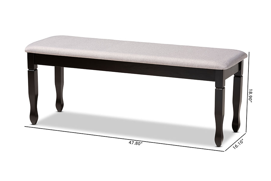 Baxton Studio Corey Modern and Contemporary Grey Fabric Upholstered and Dark Brown Finished Wood Dining Bench