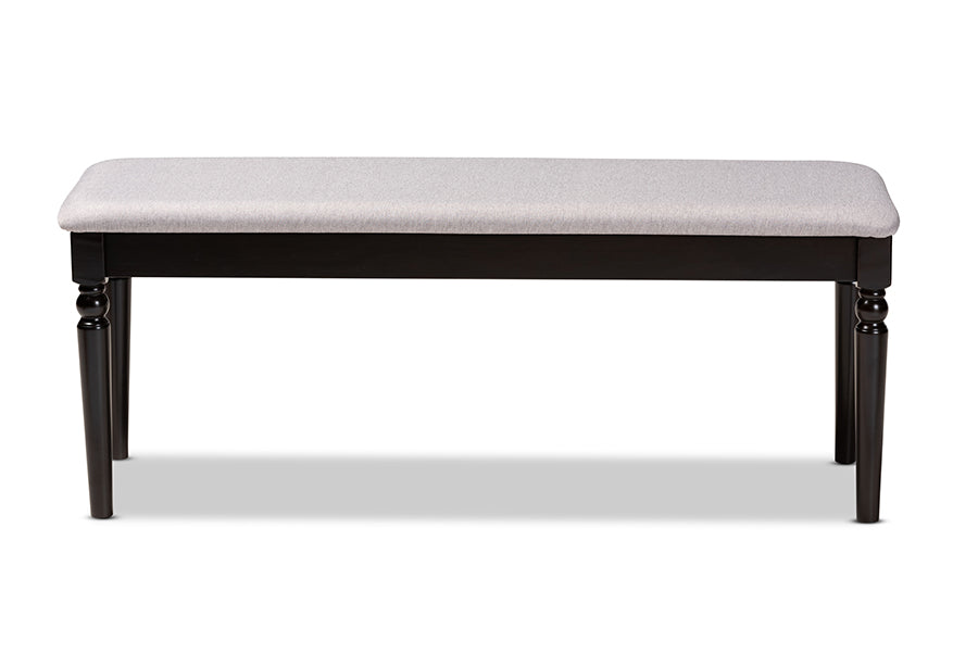 Baxton Studio Giovanni Modern and Contemporary Grey Fabric Upholstered and Dark Brown Finished Wood Dining Bench