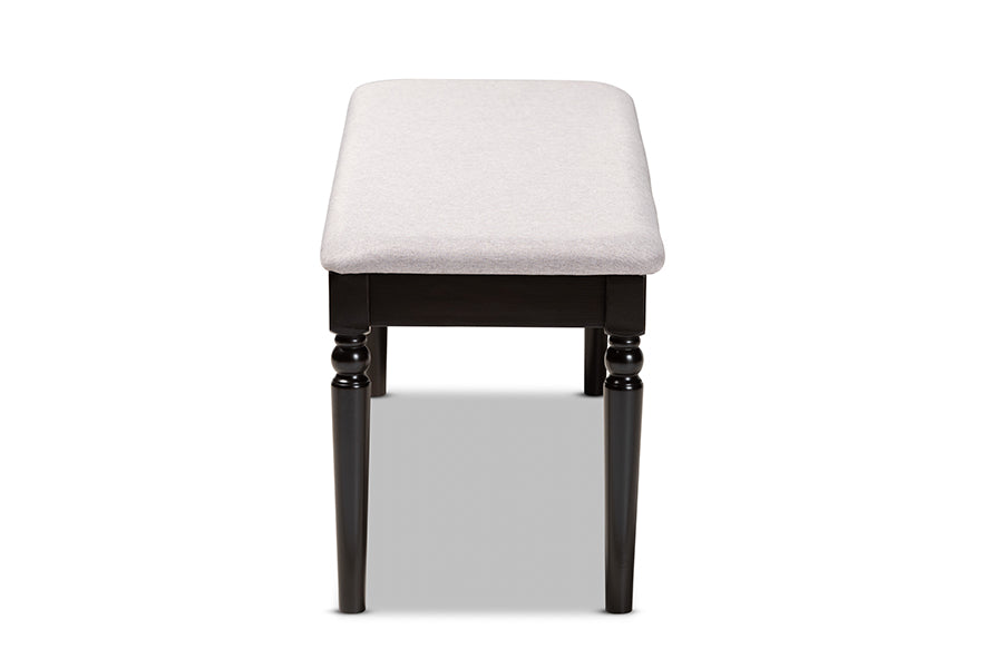 Baxton Studio Giovanni Modern and Contemporary Grey Fabric Upholstered and Dark Brown Finished Wood Dining Bench