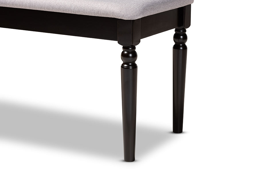 Baxton Studio Giovanni Modern and Contemporary Grey Fabric Upholstered and Dark Brown Finished Wood Dining Bench