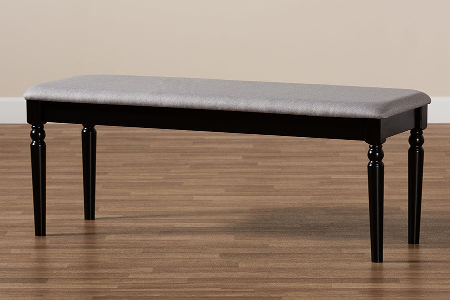 Baxton Studio Giovanni Modern and Contemporary Grey Fabric Upholstered and Dark Brown Finished Wood Dining Bench
