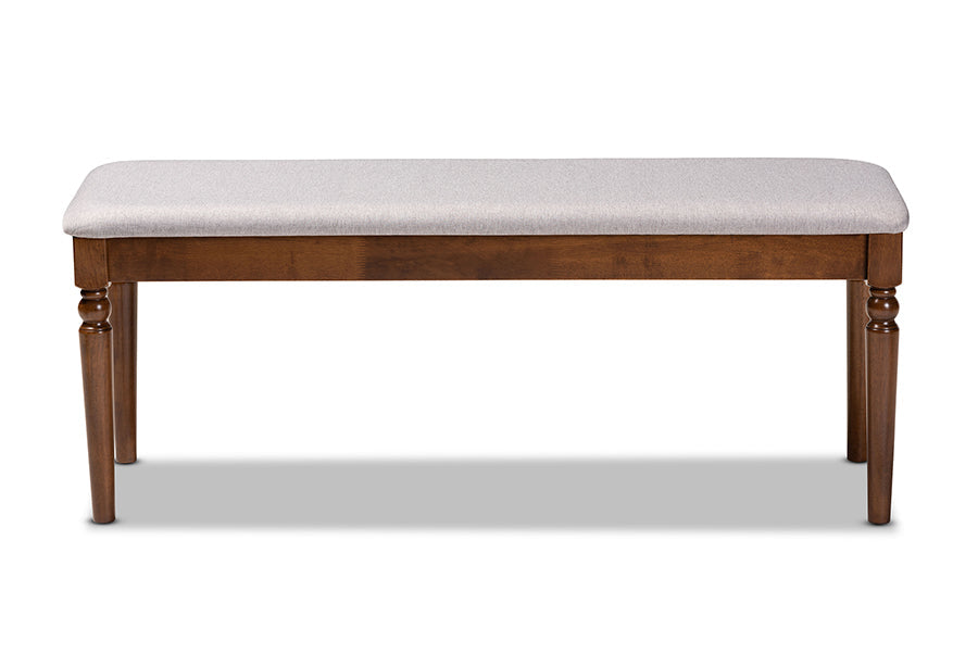 Baxton Studio Giovanni Modern and Contemporary Grey Fabric Upholstered and Walnut Brown Finished Wood Dining Bench