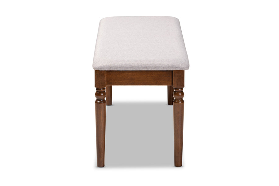 Baxton Studio Giovanni Modern and Contemporary Grey Fabric Upholstered and Walnut Brown Finished Wood Dining Bench