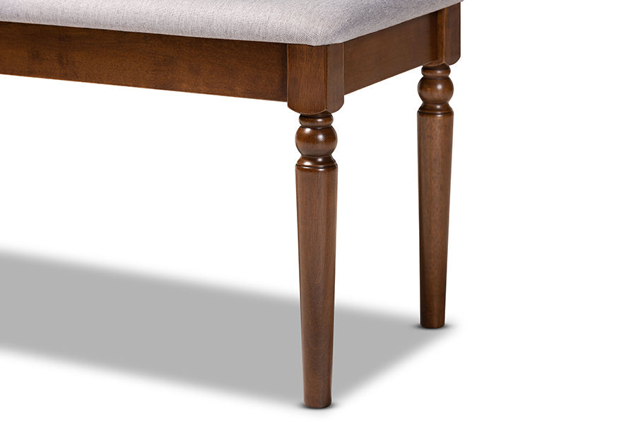 Baxton Studio Giovanni Modern and Contemporary Grey Fabric Upholstered and Walnut Brown Finished Wood Dining Bench