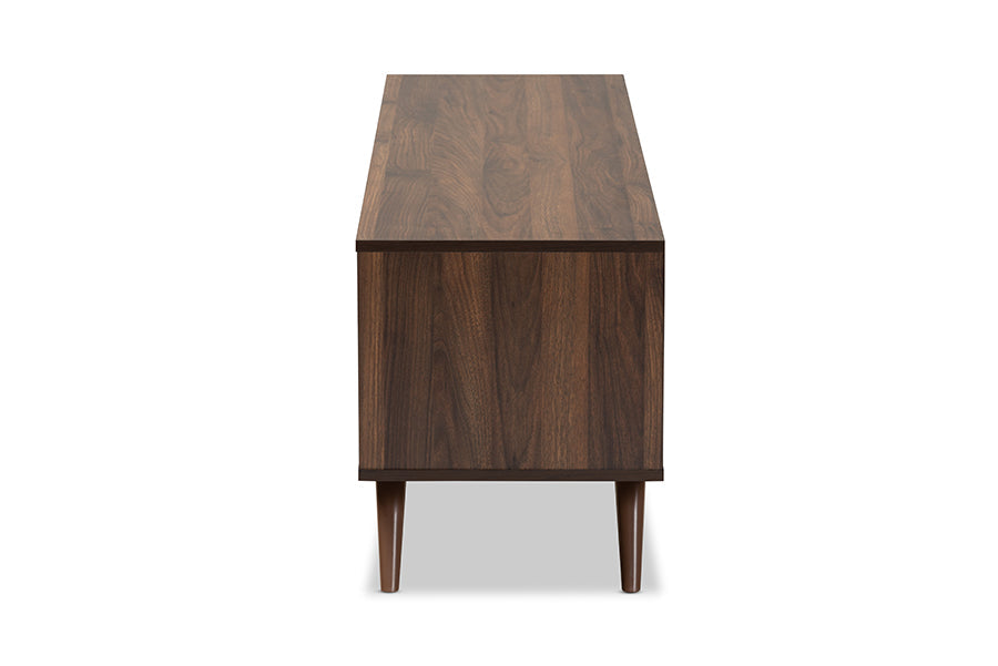 Baxton Studio Naoki Modern and Contemporary Two-Tone Grey and Walnut Finished Wood 2-Door TV Stand