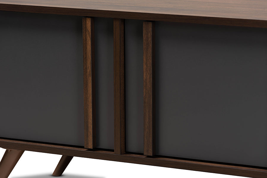 Baxton Studio Naoki Modern and Contemporary Two-Tone Grey and Walnut Finished Wood 2-Door TV Stand