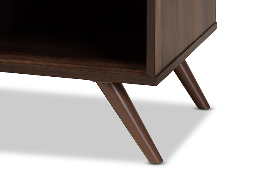 Baxton Studio Naoki Modern and Contemporary Two-Tone Grey and Walnut Finished Wood 2-Door TV Stand