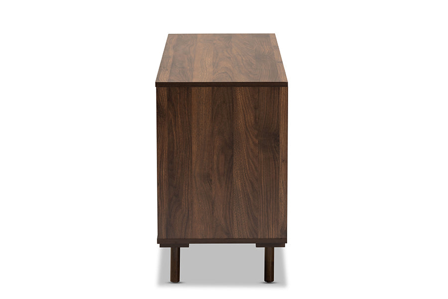 Baxton Studio Meike Mid-Century Modern Two-Tone Walnut Brown and White Finished Wood 6-Drawer Dresser