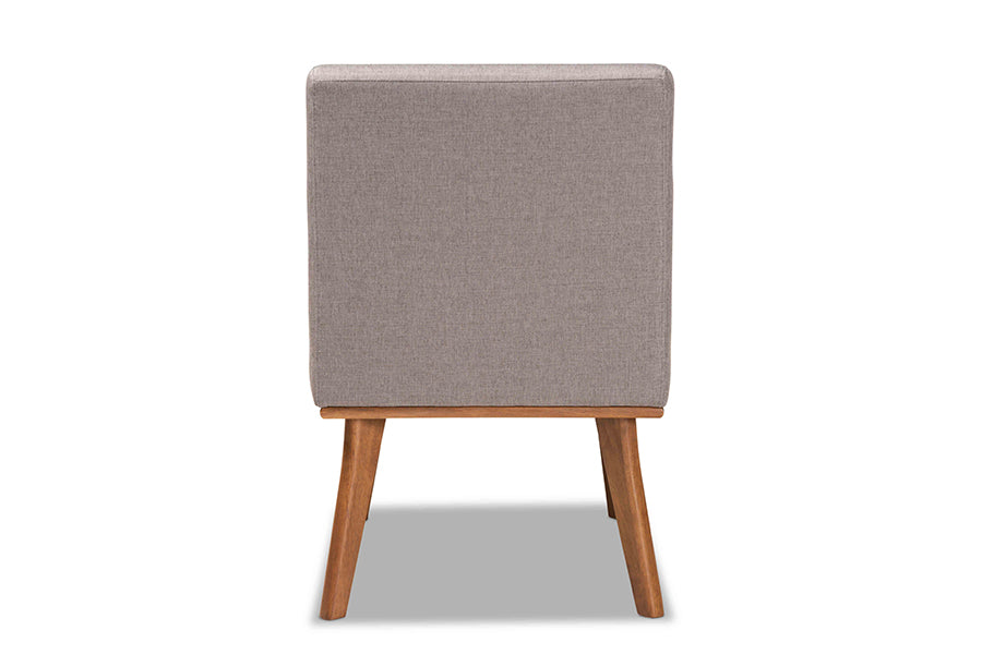 Baxton Studio Odessa Mid-Century Modern Grey Fabric Upholstered and Walnut Brown Finished Wood Dining Chair