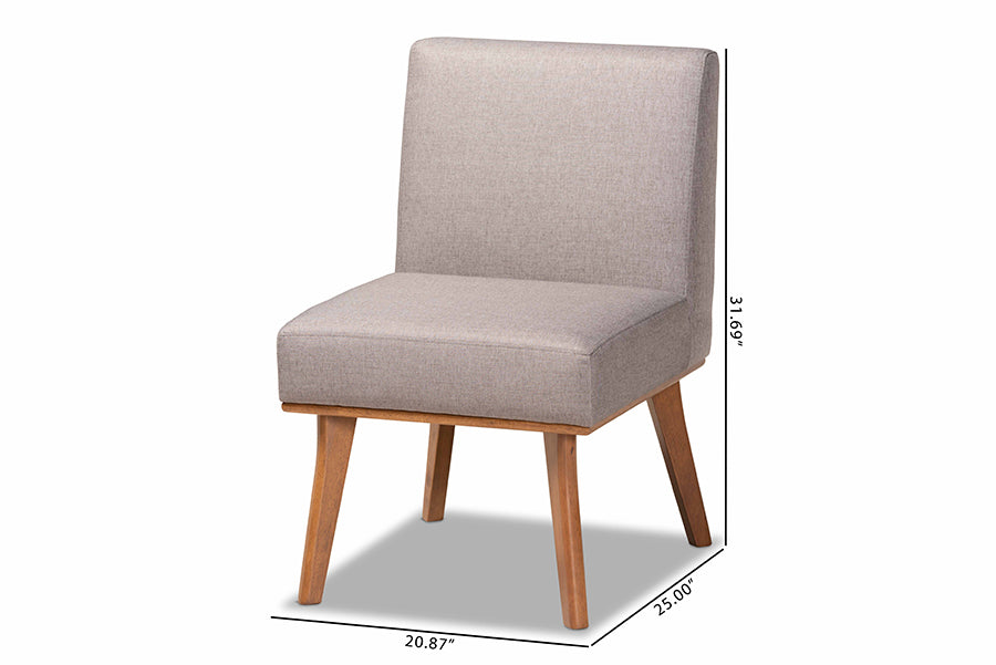 Baxton Studio Odessa Mid-Century Modern Grey Fabric Upholstered and Walnut Brown Finished Wood Dining Chair