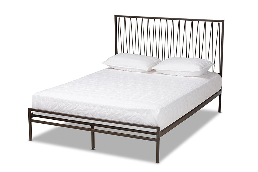 Baxton Studio Jeanette Modern and Contemporary Black Finished Metal Full Size Platform Bed