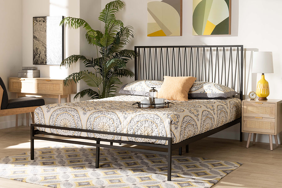 Baxton Studio Jeanette Modern and Contemporary Black Finished Metal Full Size Platform Bed