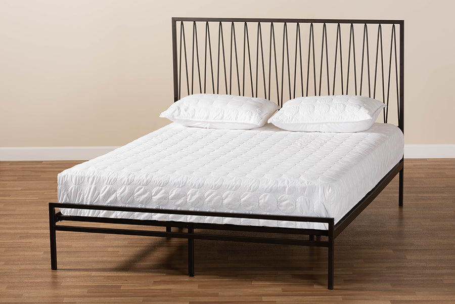 Baxton Studio Jeanette Modern and Contemporary Black Finished Metal Full Size Platform Bed