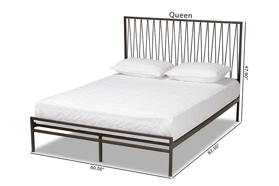 Baxton Studio Jeanette Modern and Contemporary Black Finished Metal Full Size Platform Bed