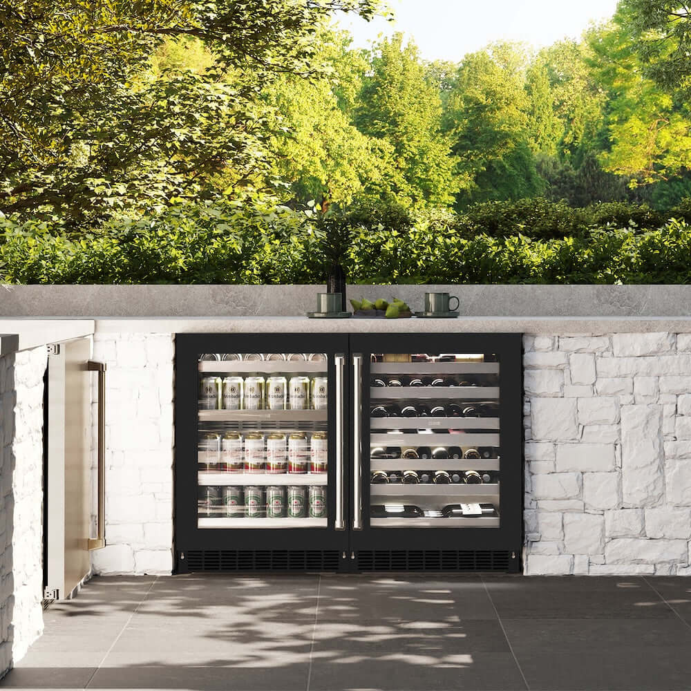 ZLINE 24" Touchstone 151 Can Beverage Fridge Black Matte Glass Door RBSO-BLM-24