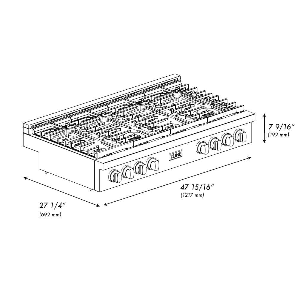 ZLINE 48" Paramount Gas Rangetop DuraSnow® Stainless Steel SRTS-48