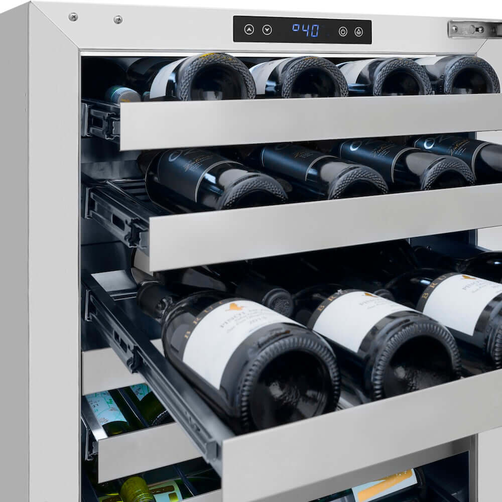ZLINE 24" Touchstone Dual Zone 44 Bottle Wine Cooler White Matte Glass Door RWDO-WM-24