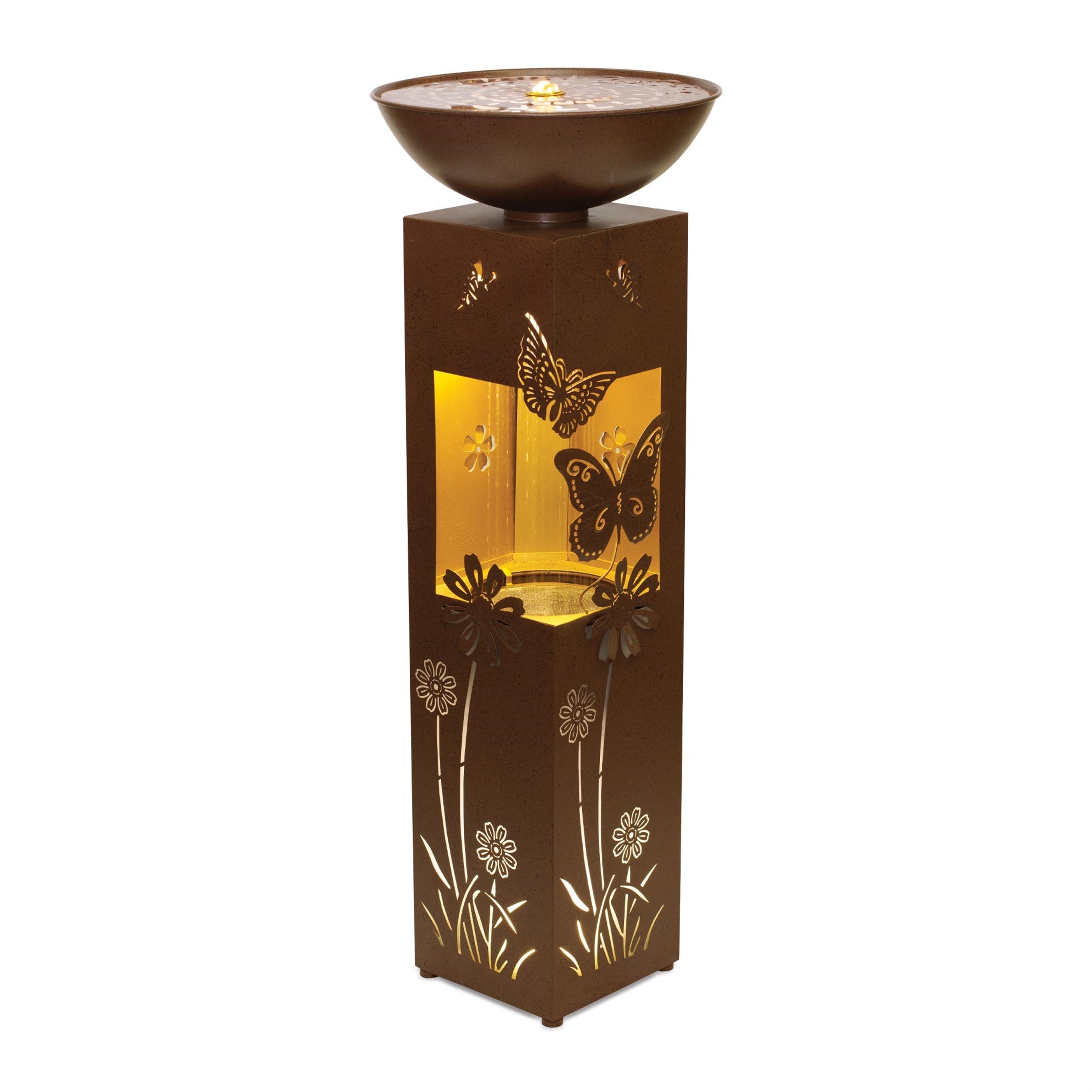 Floral and Butterfly Illuminated Fountain 36"H