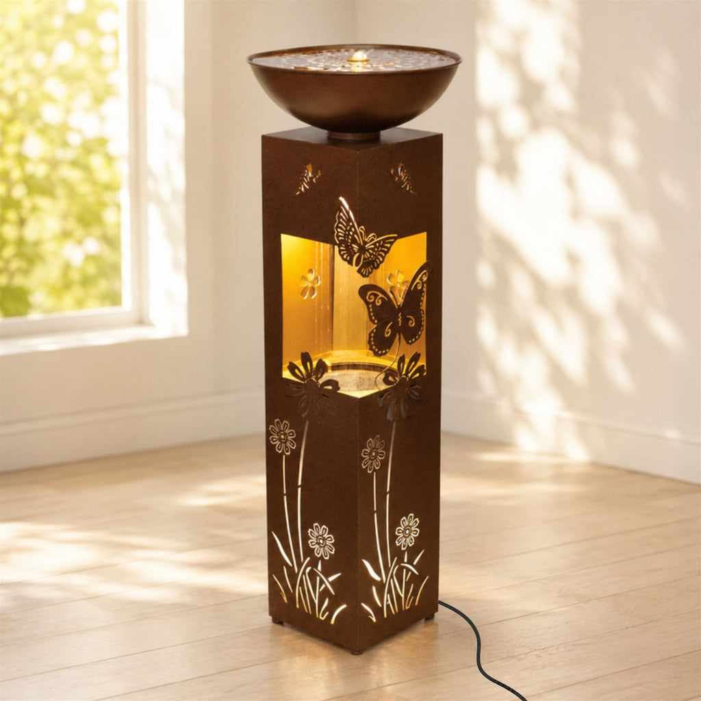 Floral and Butterfly Illuminated Fountain 36"H