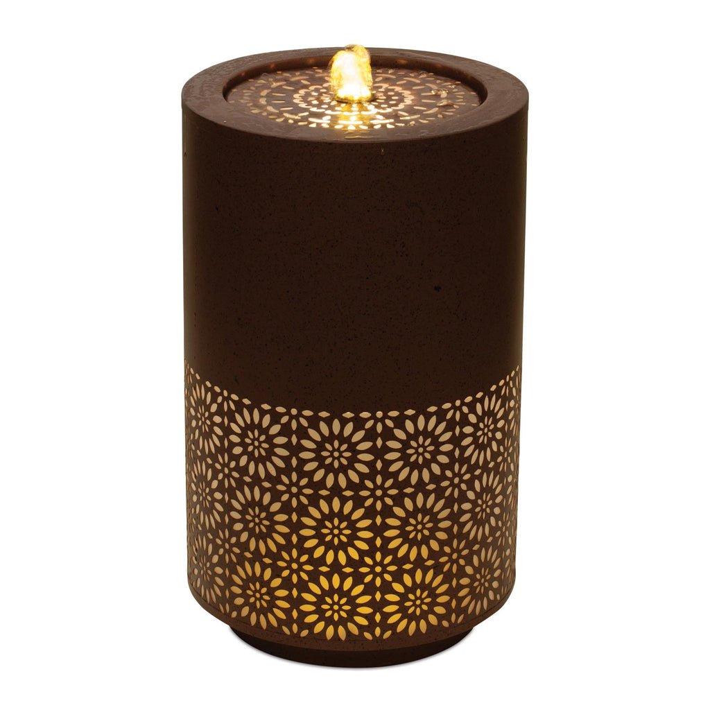 Illuminated Cut-Out Metal Round Fountain 21"H
