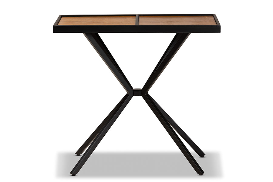 Baxton Studio Carlo Modern and Contemporary Walnut Finished Wood and Black Finished Metal Console Table