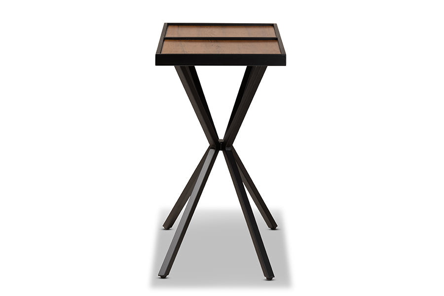 Baxton Studio Carlo Modern and Contemporary Walnut Finished Wood and Black Finished Metal Console Table