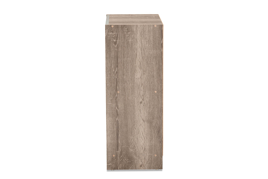 Baxton Studio Langston Modern and Contemporary Weathered Oak Finished Wood 2-Door Shoe Cabinet