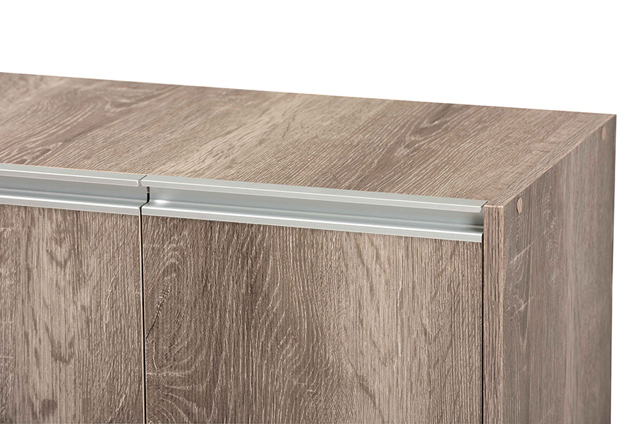 Baxton Studio Langston Modern and Contemporary Weathered Oak Finished Wood 2-Door Shoe Cabinet