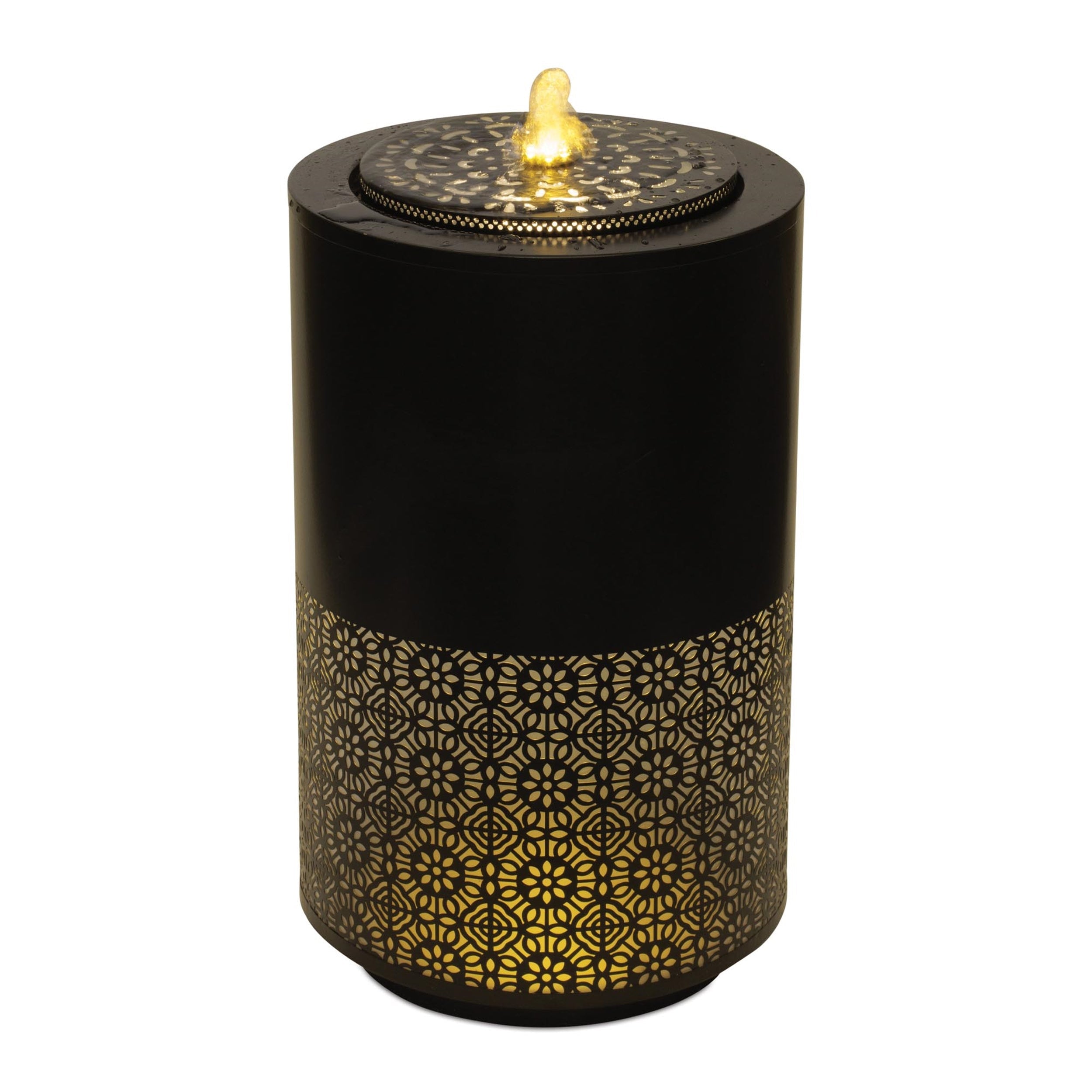 Illuminated Cut-Out Metal Round Fountain 21.5"H