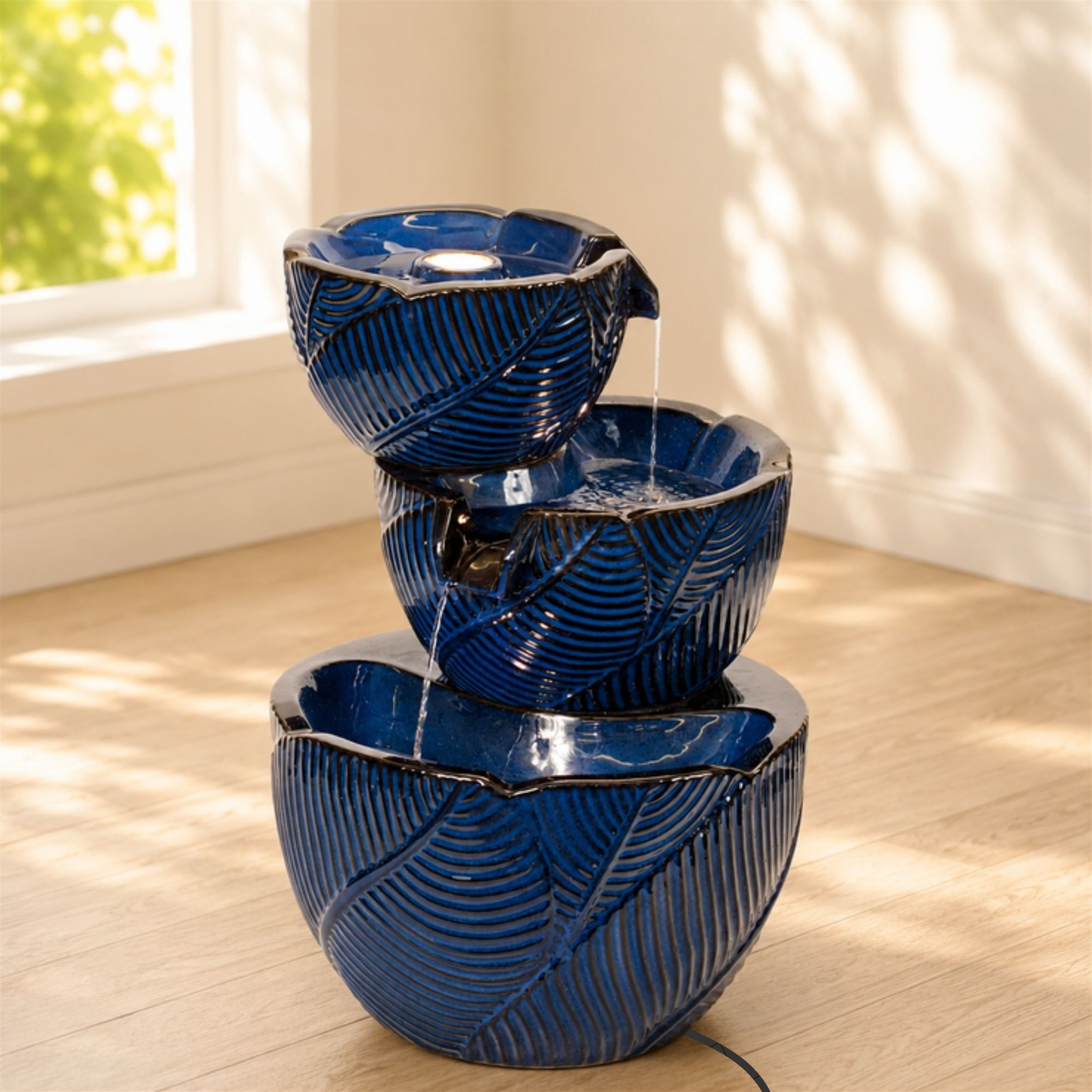 Modern Tiered Ceramic Fountain 22"H
