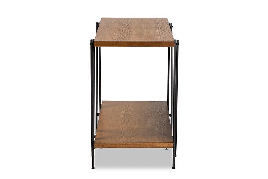 Baxton Studio Britton Rustic Industrial Walnut Finished Wood and Black Finished Metal Console Table