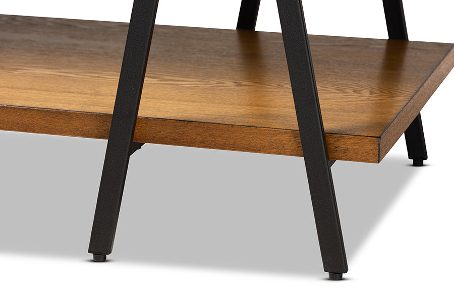 Baxton Studio Britton Rustic Industrial Walnut Finished Wood and Black Finished Metal Console Table