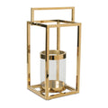 Stainless Steel Box Lantern with Glass Insert 19"H