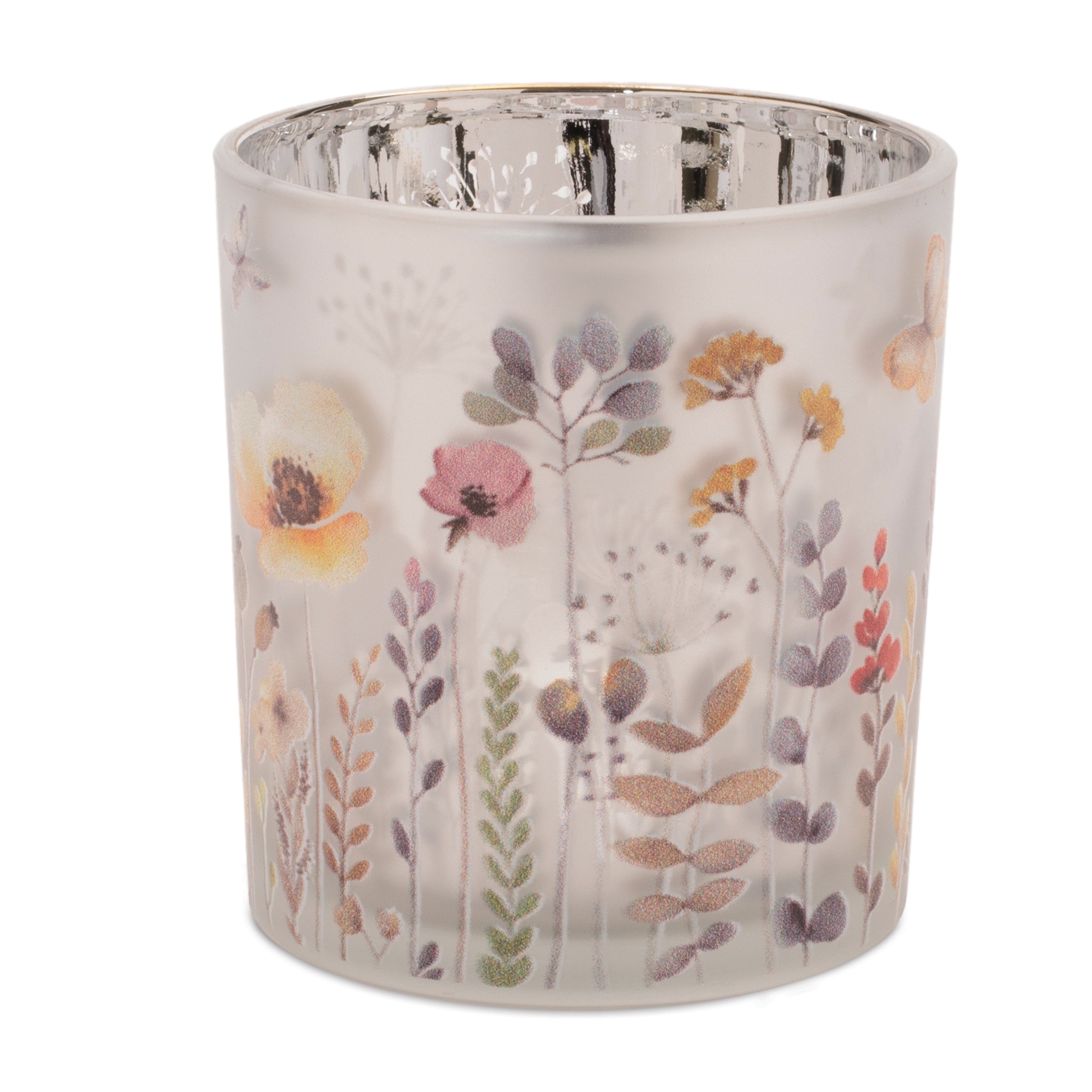 Frosted Wildflower Print Votive Holder (Set of 3)