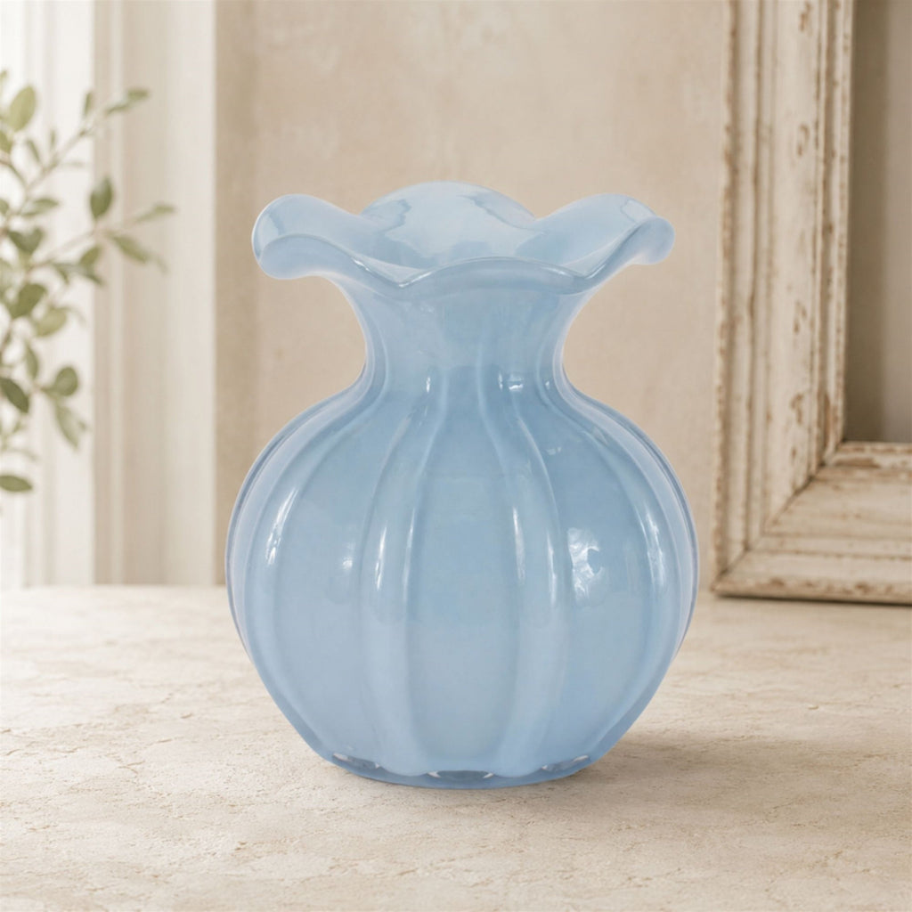 Scalloped Ribbed Glass Vase (Set of 2)