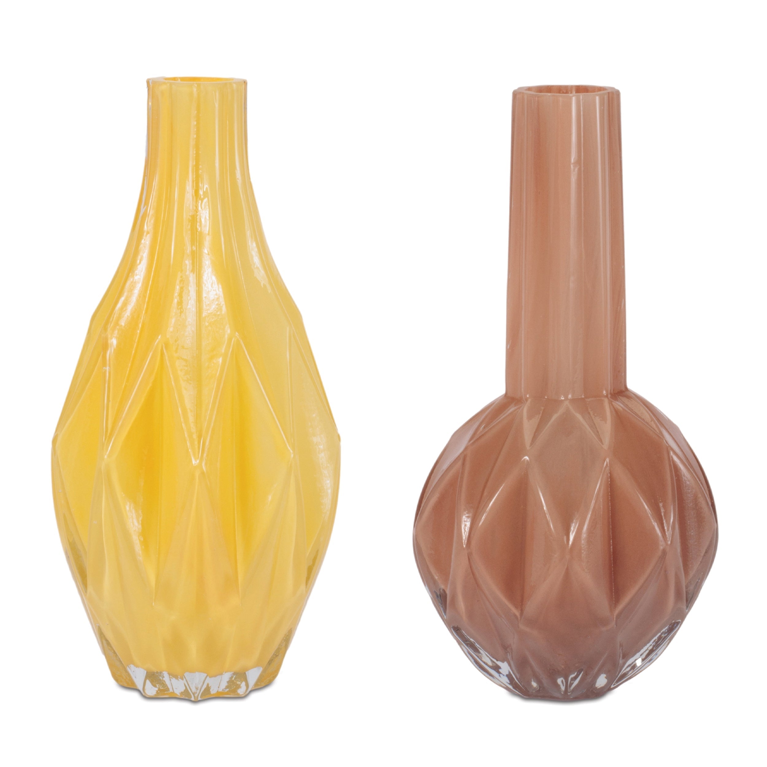 Diamond Pattern Glass Bud Vase (Set of 4)