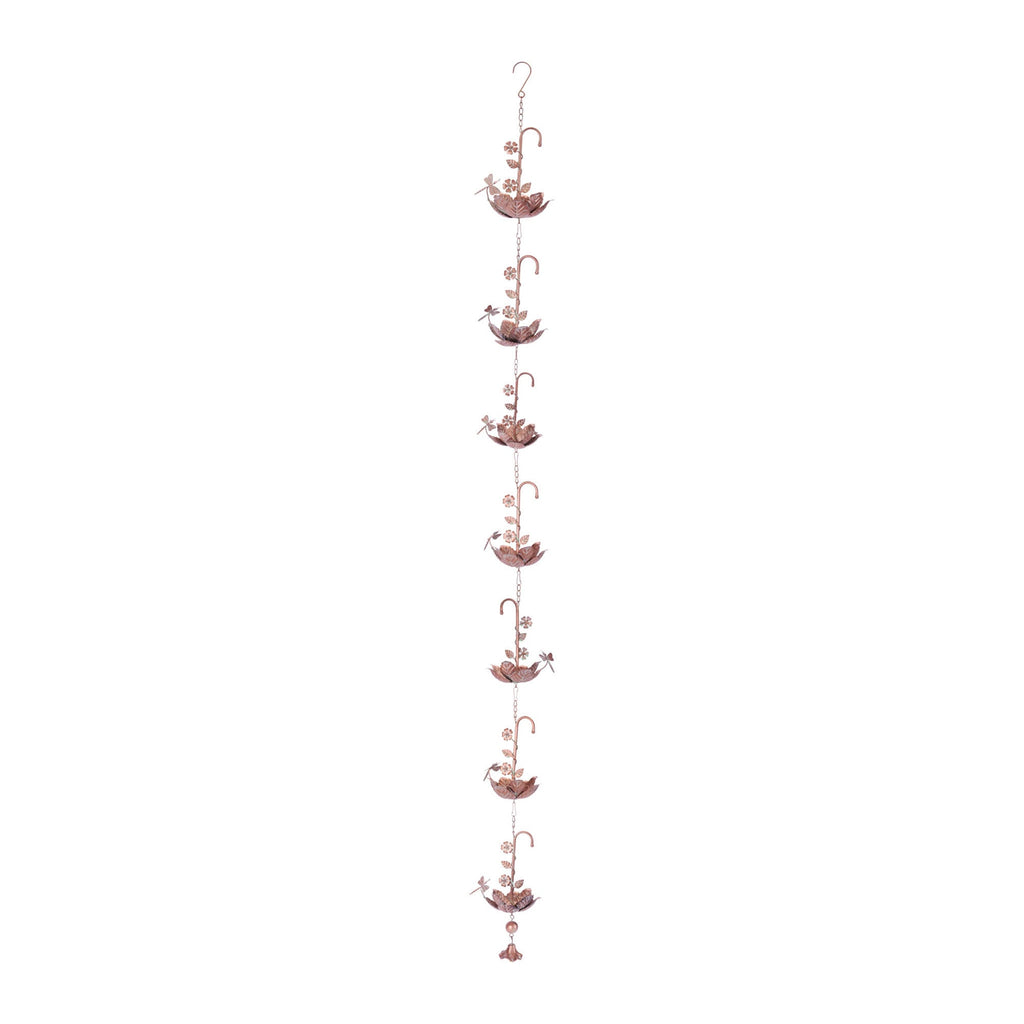 Iron Dragonfly Floral Rain Chain 74"L