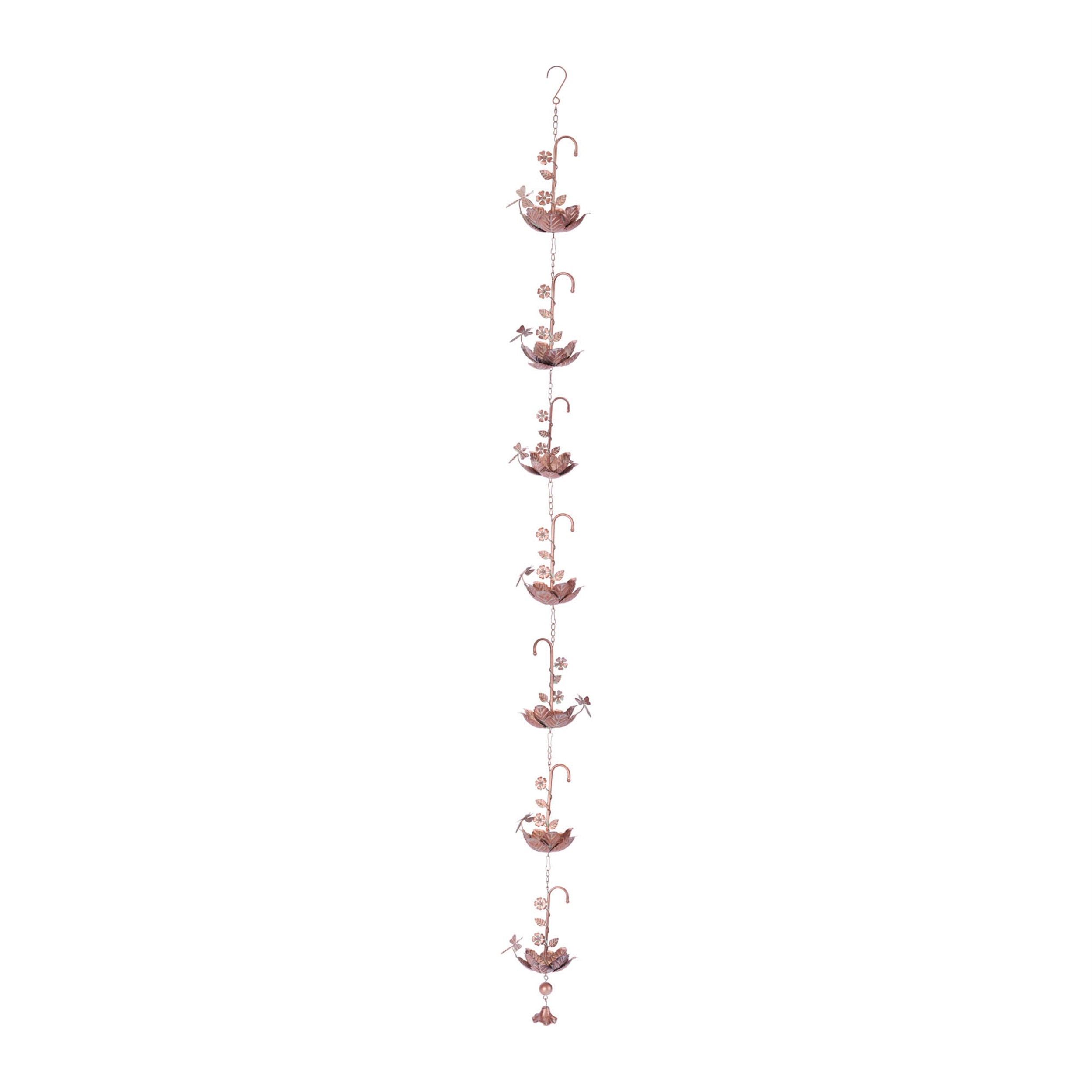 Iron Dragonfly Floral Rain Chain 74"L