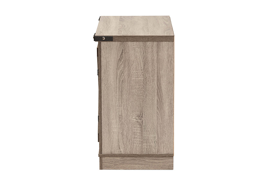 Baxton Studio Wayne Modern Contemporary Farmhouse Oak Brown Finished Wood 2-Door Shoe Storage Cabinet