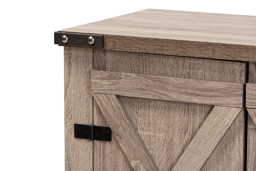 Baxton Studio Wayne Modern Contemporary Farmhouse Oak Brown Finished Wood 2-Door Shoe Storage Cabinet